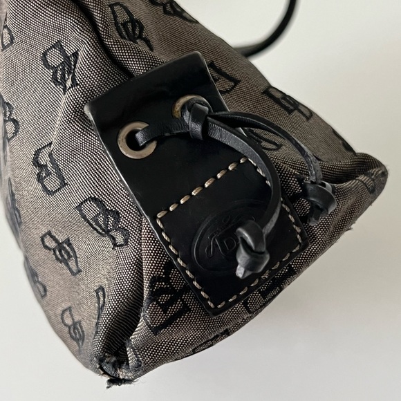 DOONEY & BOURKE Signature Monogram Baguette Small Satchel Gray and Black Canvas - Picture 8 of 15